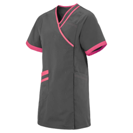Tunique m&eacute;dicale femme Lafont Lil&eacute;e (gris charcoal et rose)