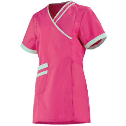 Tunique m&eacute;dicale femme Lafont Lil&eacute;e (rose et blanc)