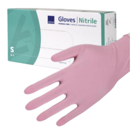Gants d'examen nitrile Abena roses non poudr&eacute;s non st&eacute;riles