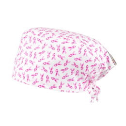 Calot chirurgical &agrave; motifs de rubans roses pour cheveux courts ou longs